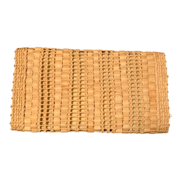 Vintage Woven Straw Clutch Bag Tan Gold Fully Lined - Picture 3 of 6